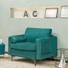 Load image into Gallery viewer, Elegant Modern Accent Chair Couch With Bolster And Side Storage Pocket | Thick Cushions | Heavy Duty Holds 660lbs | Suede Or Leather Or Lint Fabric