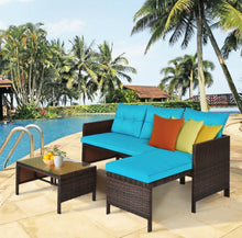 Load image into Gallery viewer, Super Duty Comfortable 3 Piece Outdoor Patio Corner Rattan Sofa Couch Set | Easy To Clean | Water Resistant