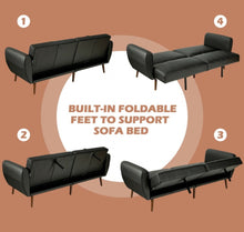 Load image into Gallery viewer, Elegant Space Saving 4 Adjustable Settings Heavy Duty 3-Seater Convertible Sofa Couch Bed With Adjustable Backrest