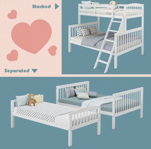 Load image into Gallery viewer, Heavy Duty Elegant & Modern Twin Over Full Bunk Bed With Ladder, Guardrail | Stacked Or Separated | Large Storage Under Bed | Easy Assembly