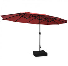 Load image into Gallery viewer, Heavy Duty Outdoor Patio 10-Piece Dining Set With 15 Feet Double-Sided Twin Patio Umbrella, Rustic Acadia Wood, Wicker, Rattan, Very Comfortable