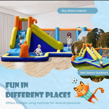 Load image into Gallery viewer, Super Fun Massive Inflatable Soccer Theme Bouncy Park Water Slide,Climbing,735W Blower,Soccer Ball,Carry Bag,Hose,Balls,Repair Kit,Water Cannon,