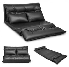 Load image into Gallery viewer, Heavy Duty Modern Foldable PU Leather Leisure Floor Comfortable Sofa Bed With 2 Thick Comfy Pillows | 3-in-1 Design | 5 Adjustable Positions