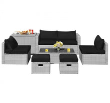 Load image into Gallery viewer, Elegant 8 Piece Patio Furniture Rattan Set With Storage Waterproof Cover & Cushions