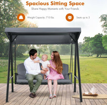Load image into Gallery viewer, Elegant Outdoor Patio 3-Seater Porch Swing With Adjustable Cushions & Canopy | Spacious Sitting Space | Holds 710lbs | Sun Shade