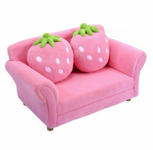 Load image into Gallery viewer, Very Adorable & Cute Comfortable Heavy Duty Pink Strawberry Armrest Chair Sofa Couch | 2 Strawberry Pillows | For 1-2 Kids |