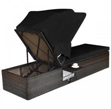 Load image into Gallery viewer, Very Relaxing Heavy Duty Adjustable Outdoor Patio Chaise Cushioned Lounge Chair With Folding Canopy | High Quality | PE Rattan