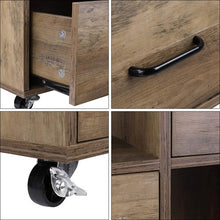 Load image into Gallery viewer, Elegant Wooden File Cabinet, Lateral Filing Cabinet Printer Stand W Wheels, 2 Drawers, Storage Shelves, Door Cabinet for Home, Office