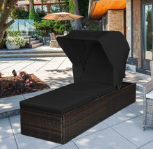 Load image into Gallery viewer, Very Relaxing Heavy Duty Adjustable Outdoor Patio Chaise Cushioned Lounge Chair With Folding Canopy | High Quality | PE Rattan