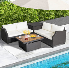 Load image into Gallery viewer, Super Relaxing Heavy Duty 7-Piece Hand Woven Wicker Patio Outdoor Furniture Set Elegant Acacia Wood Coffee Table