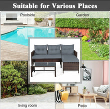 Load image into Gallery viewer, Super Duty Comfortable 3 Piece Outdoor Patio Corner Rattan Sofa Couch Set | Easy To Clean | Water Resistant