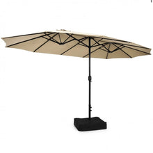 Load image into Gallery viewer, Heavy Duty Outdoor Patio 10-Piece Dining Set With 15 Feet Double-Sided Twin Patio Umbrella, Rustic Acadia Wood, Wicker, Rattan, Very Comfortable