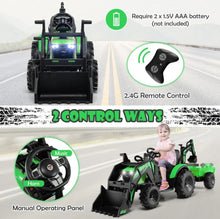 Load image into Gallery viewer, 2025 Heavy Duty 12V Excavator 3-in-1 Ride On Toy 1 Seater With Shovel, Bucket, Trailer, Rubber Tires, Cup Holder, LED Lights, Digging Bucket, Remote
