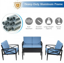 Load image into Gallery viewer, Heavy Duty Very Comfortable Aluminum Frame 8 Seater 4 Piece Patio Furniture Set Thick Cushioned Sofa | Weatherproof | Easy Set up