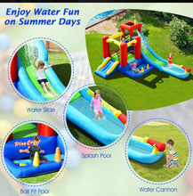 Load image into Gallery viewer, Super Cool & Fun Inflatable 9-in-1 Bouncy Kids Water Park With Slide | 860W Blower | Jumping | Climbing | Ring Game | Ball Blowing | Basketball