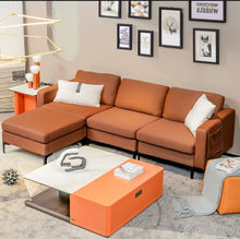 Load image into Gallery viewer, Elegant Modern Heavy Duty Comfortable L-Shaped Sectional Sofa Couch With Reversible Chaise | 2 USB-Ports | Thick Seat Cushions | Ottoman