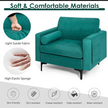 Load image into Gallery viewer, Elegant Modern Accent Chair Couch With Bolster And Side Storage Pocket | Thick Cushions | Heavy Duty Holds 660lbs | Suede Or Leather Or Lint Fabric
