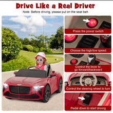 Load image into Gallery viewer, 2025 Licensed 12V Bentley Bacalar Ride On Car 1 Seater Upgraded | Seatbelt | Push To Start Button | Music | Lights | Remote