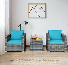 Load image into Gallery viewer, Heavy Duty Elegant Very Comfortable 3 Piece Patio Rattan Furniture Bistro Sofa Couch Set With Thick Cushions