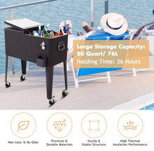 Load image into Gallery viewer, Heavy Duty Patio Super Cool Rattan Rolling Party Cooler Cart | Bottle Opener With Catcher | Handle | Rolling Wheels |