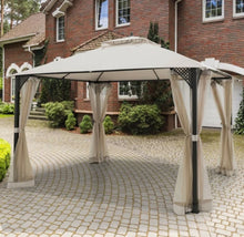 Load image into Gallery viewer, Elegant Heavy Duty Sturdy Design 12x10 FT Outdoor Double Top Patio Gazebo With Netting | Double Vented Roof | Sun-Proof & Waterproof Design