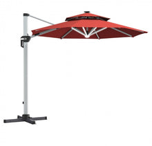 Load image into Gallery viewer, Heavy Duty Aluminum Solar Power LED Light Patio Cantilever Umbrella 10Ft Without Weight Base