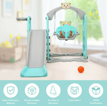 Load image into Gallery viewer, Adorable Cute Toddler Teddy Bear Playground Set With Slide | Swing | Wall Climbing | Ladder | Basketball Net | Indoor | Outdoor