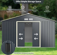 Load image into Gallery viewer, Super Duty 11x8 Ft Metal Storage Shed For Garden, Tools, | 2 Lockable Sliding Doors | Weather Resistant | 4 Air Vents | Slope Roof | Patio