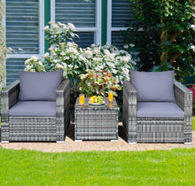 Load image into Gallery viewer, Heavy Duty Elegant Very Comfortable 3 Piece Patio Rattan Furniture Bistro Sofa Couch Set With Thick Cushions