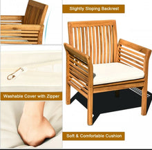 Load image into Gallery viewer, Heavy Duty Comfortable 4-Piece Outdoor Acacia Wood Patio Sofa Furniture Set | Thick Comfy Cushions, Comes With 2 Single Sofas, 1 Love Seat