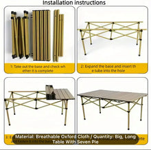 Load image into Gallery viewer, Heavy Duty Portable Foldable Table & Chair Set For Outdoors, Indoors, Patio Furniture, Picnic, Camping, Fishing, EggRoll Table, Travel Set, Seats 6