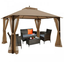 Load image into Gallery viewer, Elegant Heavy Duty Sturdy Design 12x10 FT Outdoor Double Top Patio Gazebo With Netting | Double Vented Roof | Sun-Proof & Waterproof Design