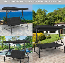 Load image into Gallery viewer, Super Elegant 3 Person Outdoor Patio Swing Hammock With Adjustable Tilt Canopy | 5 Colours | Soft Cushions | Heavy Duty | Holds 530lbs