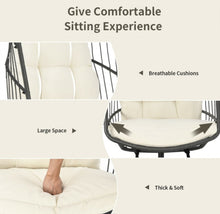 Load image into Gallery viewer, 2025 Super Cool Patio Hanging Wicker Egg Chair | Holds 300lbs | With Stand & Cushion | Indoor Or Outdoor | Thick and Soft Comfy Cushions | Heavy Duty