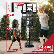 Load image into Gallery viewer, Super Fun Heavy Duty Adjustable Portable Basketball Net Hoop Stand | Shatterproof Backboard | Wheels | 4FT-10FT