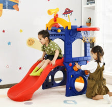 Load image into Gallery viewer, Super Cool Heavy Duty 6-in-1 Playground With Telescope | Slide | Basketball Hoop | Crawl Area | Steering Wheel | Climber | Loop