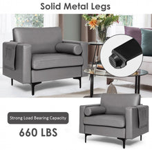 Load image into Gallery viewer, Elegant Modern Accent Chair Couch With Bolster And Side Storage Pocket | Thick Cushions | Heavy Duty Holds 660lbs | Suede Or Leather Or Lint Fabric