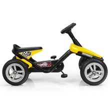 Load image into Gallery viewer, Super Cool Kids Go Kart, 4-Wheel Pedal Powered Ride On Racer Car for Kids, Boys, Girls, Yellow | Rubber Wheels | Aged 3-8