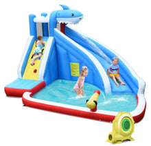 Load image into Gallery viewer, Super Cool & Exciting Shark Theme 4-in-1 Inflatable Bouncy Water Park | Long Slide | 735W Blower | Indoor | Outdoor | Carry Bag | Repair Kit Included