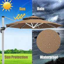 Load image into Gallery viewer, Heavy Duty Aluminum Solar Power LED Light Patio Cantilever Umbrella 10Ft Without Weight Base