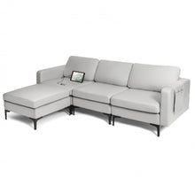Load image into Gallery viewer, Elegant Modern Heavy Duty Comfortable L-Shaped Sectional Sofa Couch With Reversible Chaise | 2 USB-Ports | Thick Seat Cushions | Ottoman