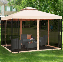 Load image into Gallery viewer, Very Elegant 10x10ft 2-Tier Vented Metal Gazebo Canopy With Mosquito Netting For Patio | Heavy Duty | Dual Roof