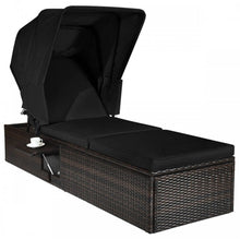 Load image into Gallery viewer, Very Relaxing Heavy Duty Adjustable Outdoor Patio Chaise Cushioned Lounge Chair With Folding Canopy | High Quality | PE Rattan