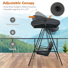 Load image into Gallery viewer, Elegant Outdoor Patio 3-Seater Porch Swing With Adjustable Cushions & Canopy | Spacious Sitting Space | Holds 710lbs | Sun Shade