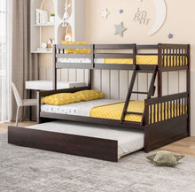 Load image into Gallery viewer, Very Cool Modern & Elegant Twin Over Convertible Bunk Bed With Twin Trundle | Guard Rails | Ladder | Rolling Wheels