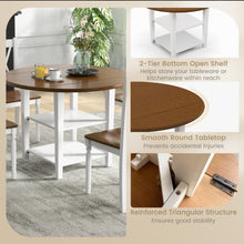 Load image into Gallery viewer, Classy, Elegant Heavy Duty 5-Piece Smooth Round Kitchen Dining Set With Drop Leaf Table Top | 2-Tier Bottom Shelf