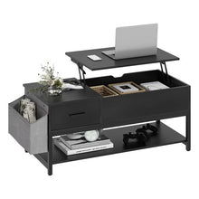Load image into Gallery viewer, Elegant Lift Top Coffee Table with Storage Drawer, Hidden Compartment, Side Pouch for Home, Living Room | Heavy Duty (Black)