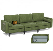 Load image into Gallery viewer, Heavy Duty Elegant & Modern Very Comfortable 3-Seater Sofa Couch With USB Socket Ports, Side Storage Pocket | Beautiful Armrest | Side Bolsters | Thick Cushions