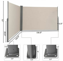 Load image into Gallery viewer, Heavy Duty Elegant Patio Retractable Double Folding Side Awning Screen Divider 237x71 inch