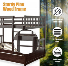 Load image into Gallery viewer, Heavy Duty Full Over Bunk Bed  Platform Bed With Solid Ladder | Sturdy Pine Wood Frame | 2 Full Bunk Beds In 1